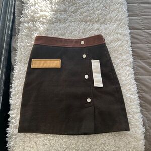 J.O.A. BROWN Color Block Mini Skirt SMALL S
